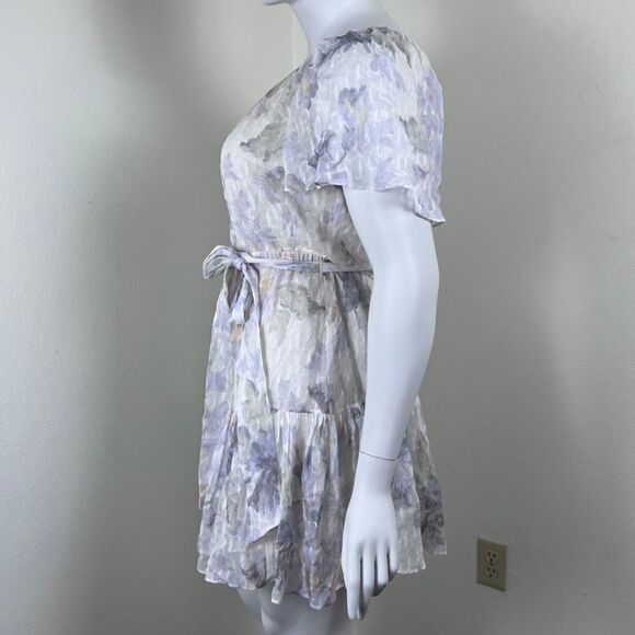 Rebecca Taylor Women Size XL White Lily Silk Floral Tiered Ruffle Mini NEW Dress - Picture 6 of 17